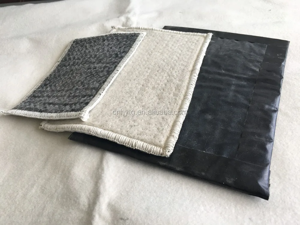 bentonite geotextile geosynthetic clay liners coating with HDPE 0.2mm film waterproof system bentonite clay blanket