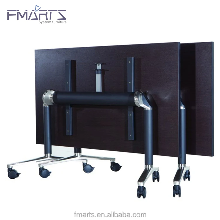 Guangzhou Furniture Market Flip Top Foldable Desk Office Folding Training Room Table With Wheels