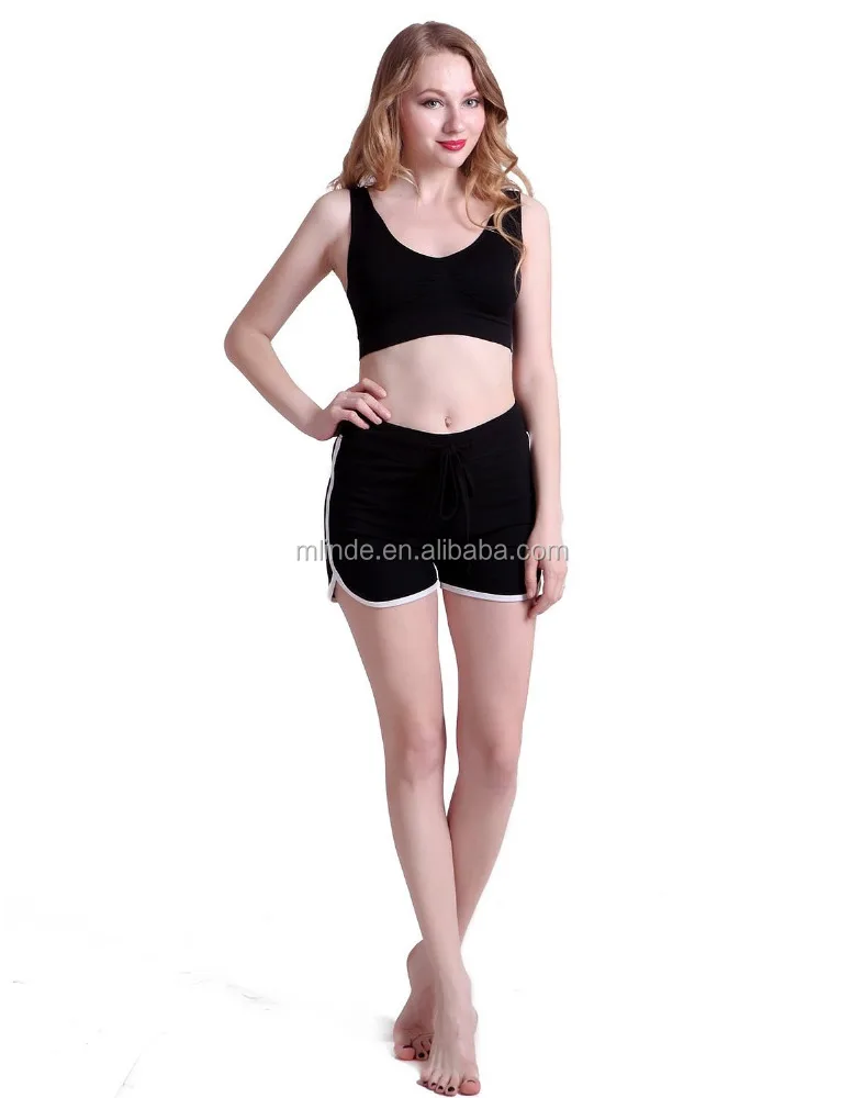 Wholesale Athletic Shorts 100% Cotton Women Yoga Gym Fitness Shorts Pants Ladies Retro Fashion Running Workout Shorts For Sport