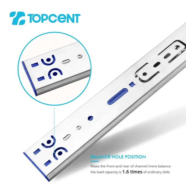 Topcent I-shaped ball bearing buffer furniture telescopic channel soft close cabinet drawer slide