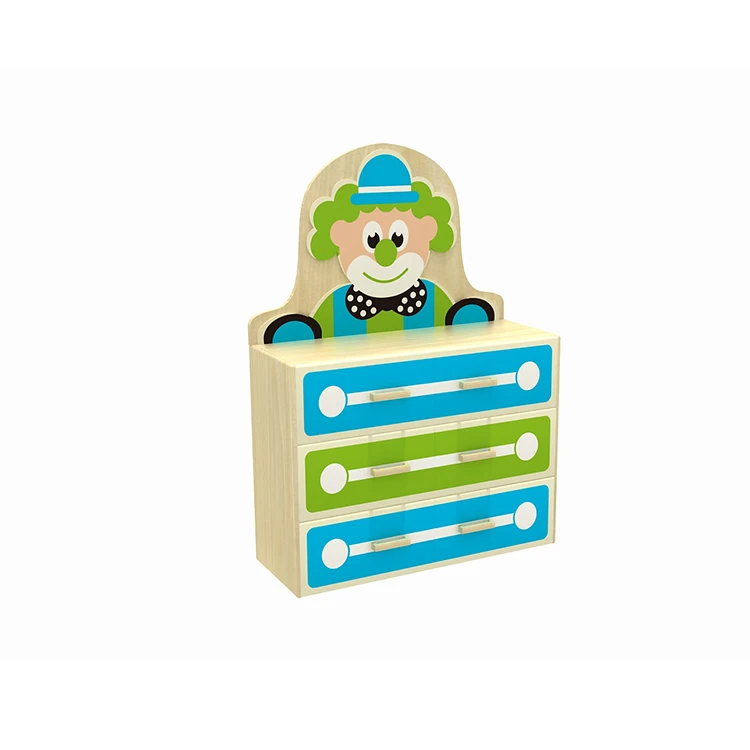 Eeo-friendly Children Wooden Cartoon Design Cabinet Kids Toy Storage Shelf With Plastic Collection