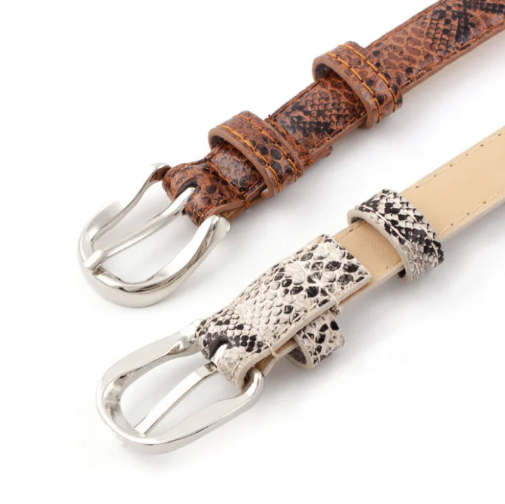 Fashion Factory Snake Print Thin PU Dress Waist Belt Multicolor