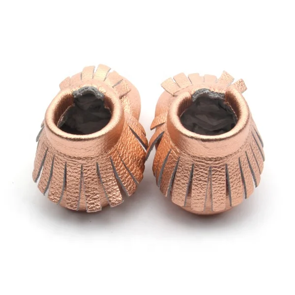 BEIBEINOYA Hot Selling Rose Golden Baby Moccasins Kids Toddler Leather Baby Moccasins Girl