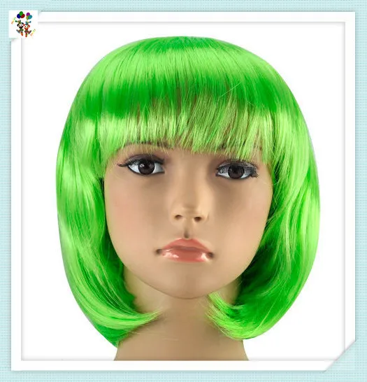 Cheap Synthetic Wholesale Green Color Short Bob Party Costume Wigs HPC-1919