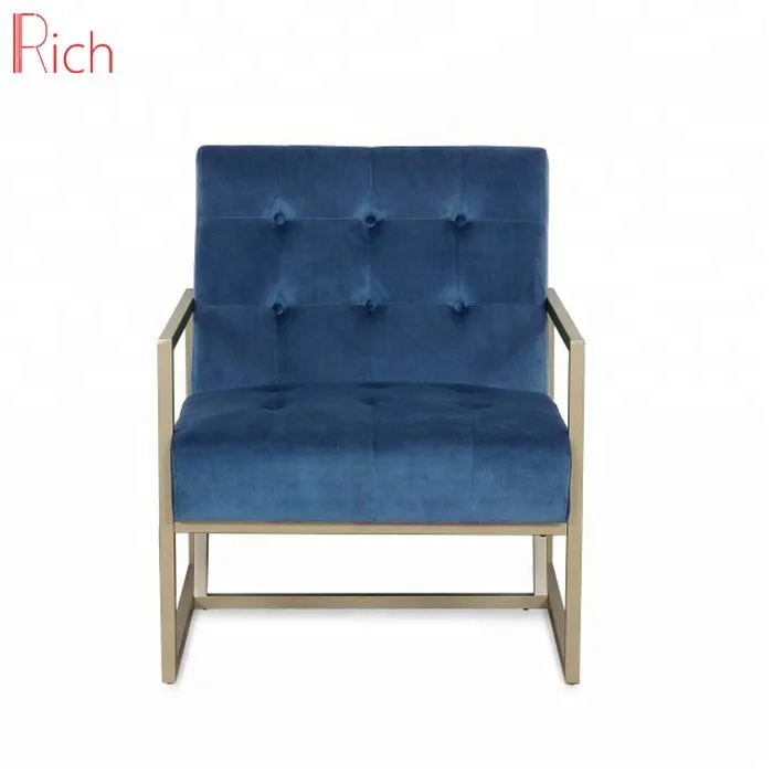 Leisure arm chair with gold metal legs for clothing shop boutique armchair