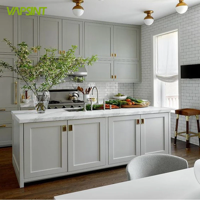 Customized  modern style pvc grey kitchen cabinets