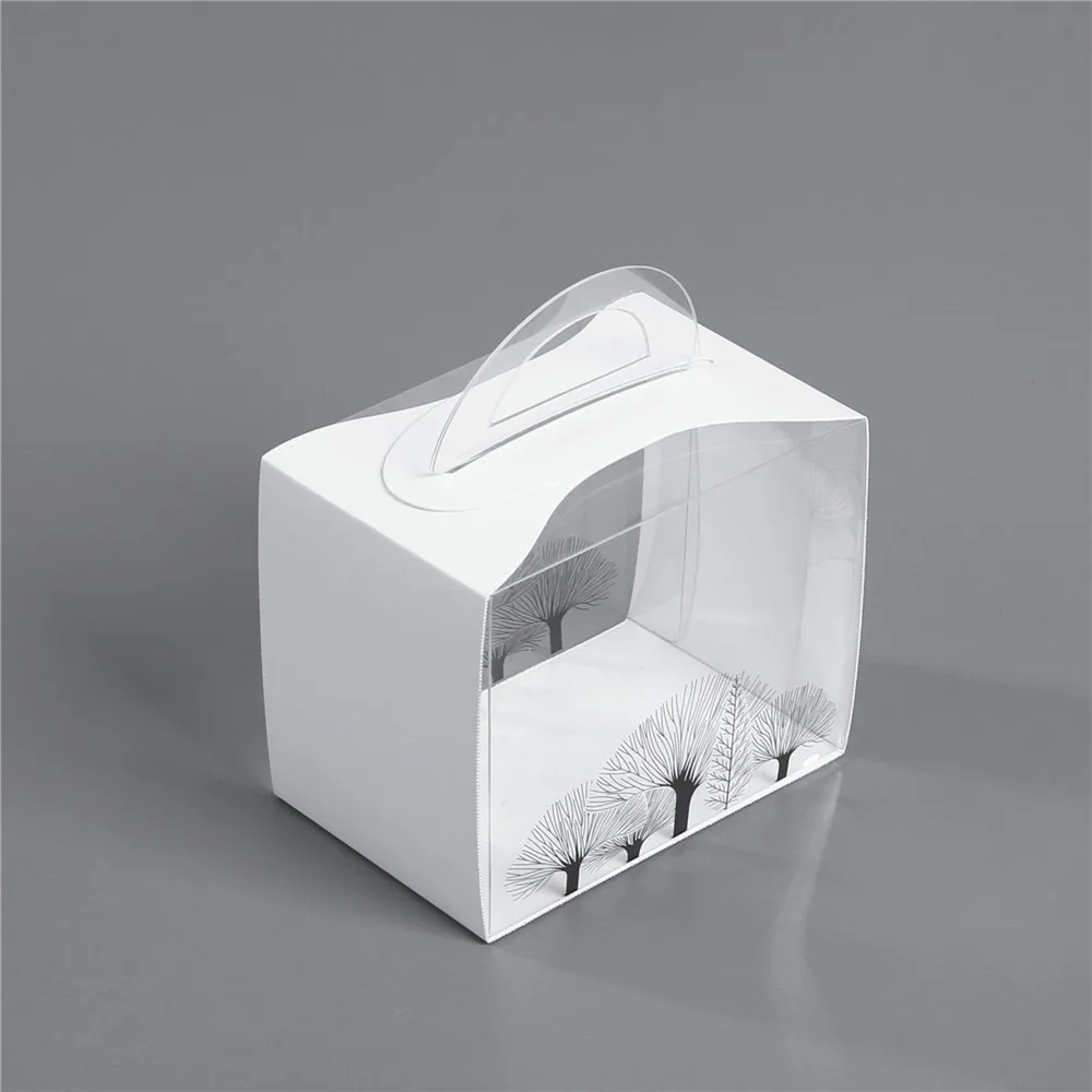 Factory price custom printing clear plastic cupcake boxes packaging with clear window handle
