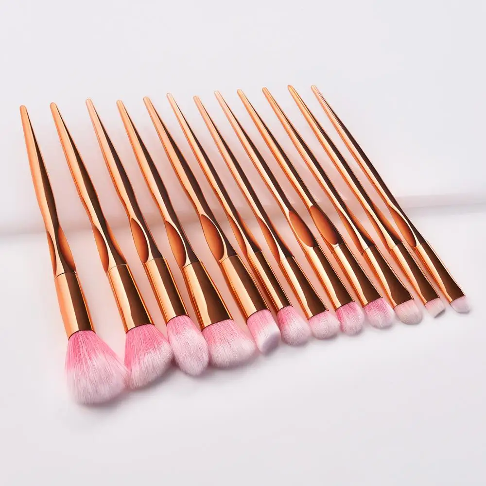 
12PCS New Arrival Synthetic Hair Plastic Handle Foundation Eyeshadow Concealer Beauty Makeup Brushes Products 