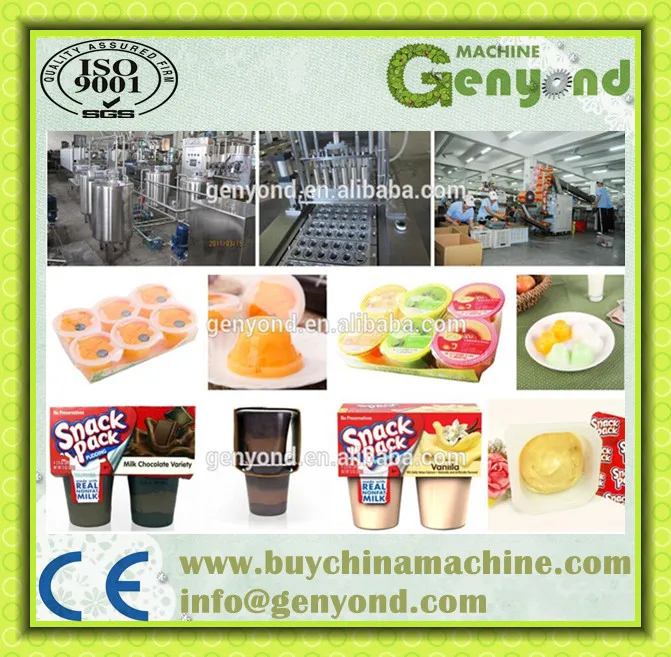 Factory assorted fruit cup packed pudding cup filling sealing packing making machine jelly processing plant production line
