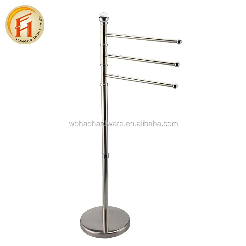 Hotel accessories free standing adjustable towel rack floor bathroom tube rack