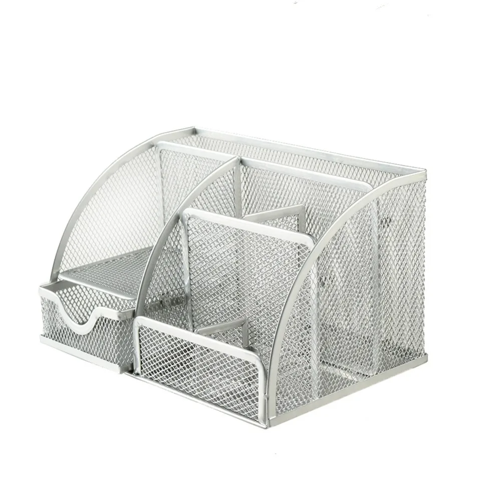 
China Wholesales Office Stationery Multifunction Metal Mesh Desk Organizer 