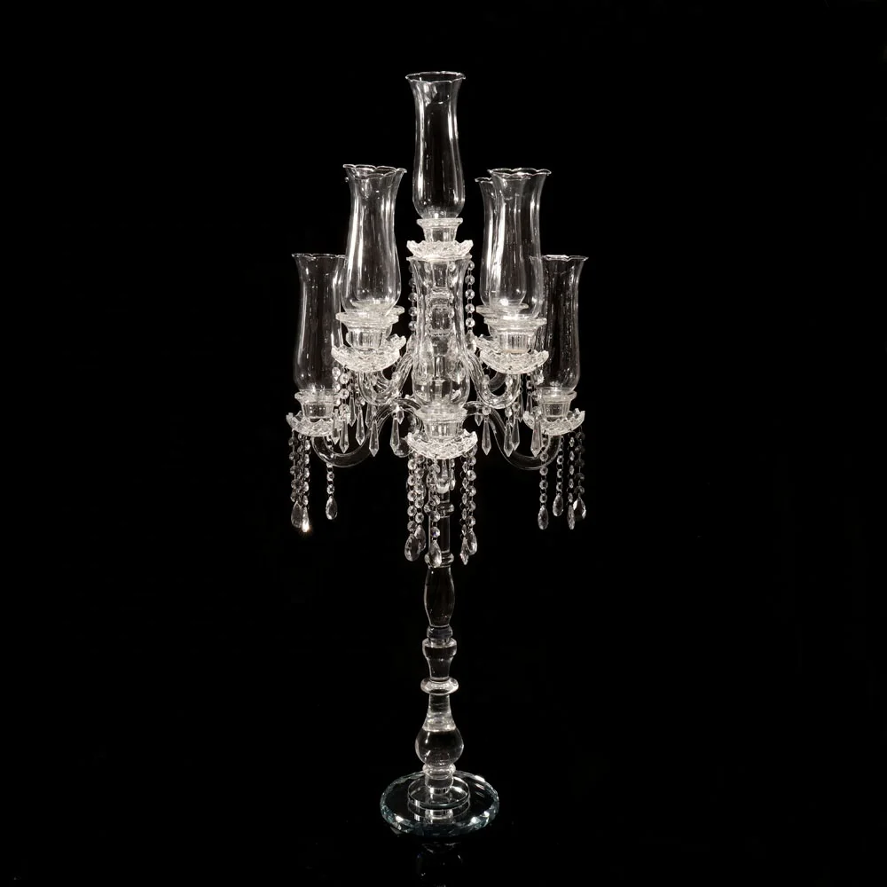 120cm Height Glass Hurricane 9 arms crystal wedding centrepiece candelabra MH-Z0177