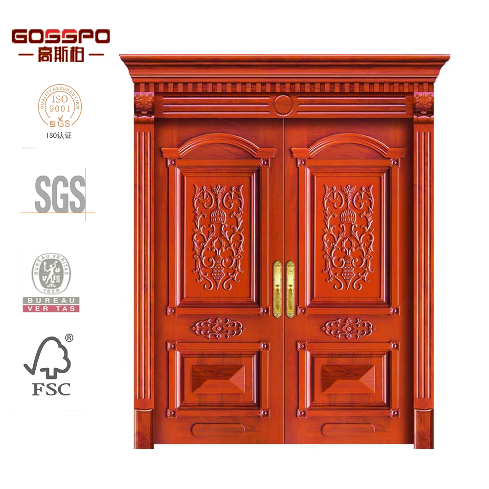 GSP1-005 Solid teak wood timber door mahogany entry carving door