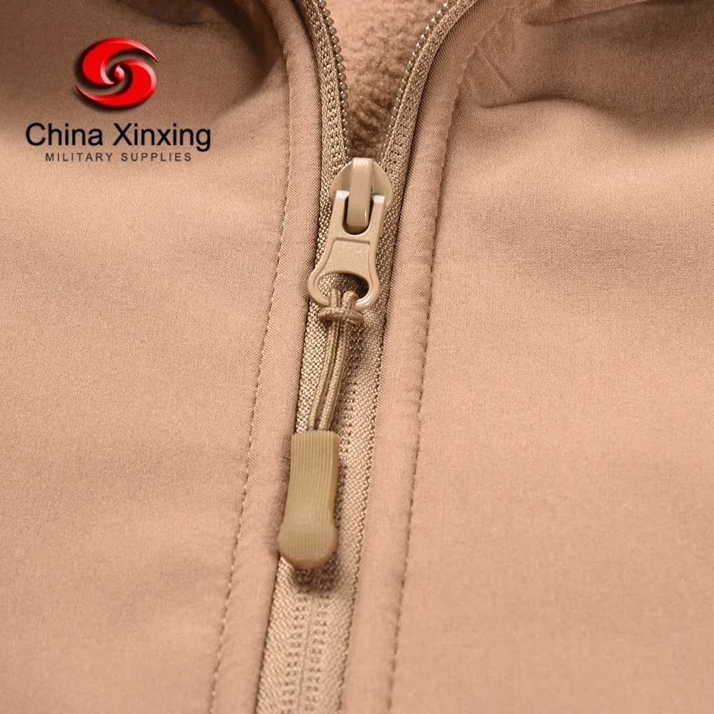 khaki Fleece sharkskin custom tactical jacket for men
