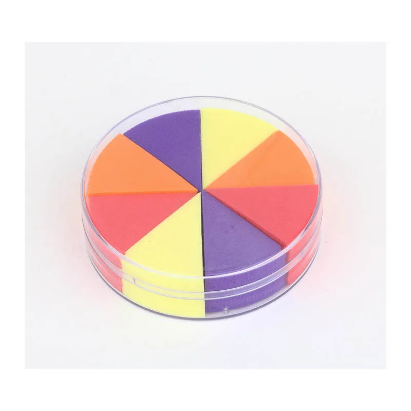 High quality 8pcs makeup puff facial sponge Latex-free Foundation Makeup Cosmetic puff Mixed color Wedge Sponge Set