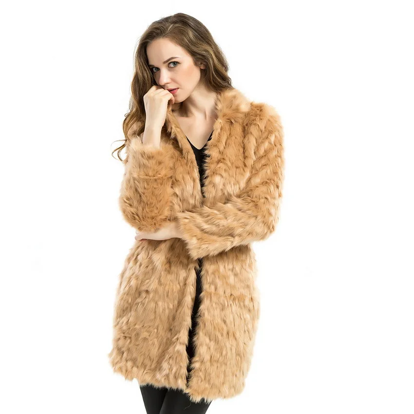 Winter Warm Plus Size Long Faux Fur Coats Jackets Women