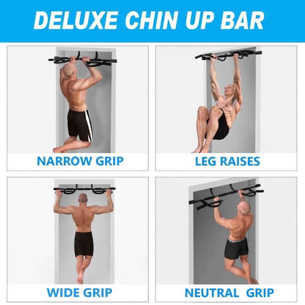 Woqi Multi-Grip Chin-Up Heavy Duty Doorway Trainer Pull-Up Bar for Home Gym
