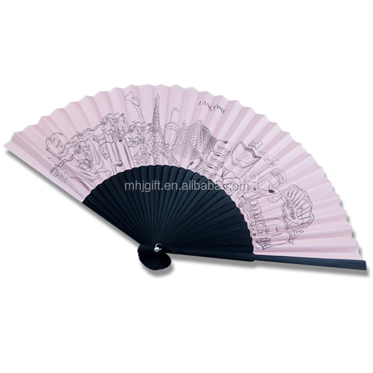 Shenzhen manufactory High quality printing paper fabric perfume tassel hand fan