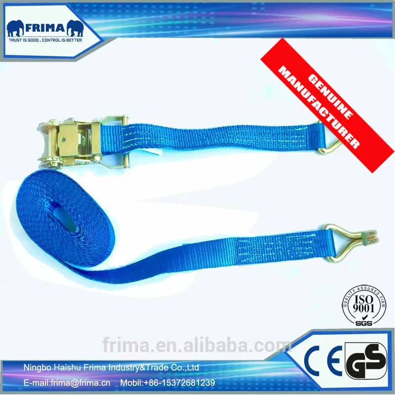 35mm/6m/2Ton Polyester Heavy Duty Lashing Ratchet Tie Down Webbing Strap with 2pcs double J hooks
