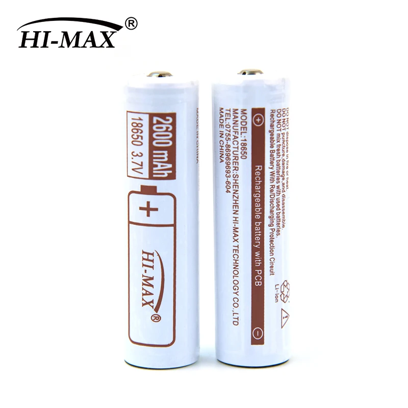 Перезаряжаемый литиевый аккумулятор Hi-max 18650 2600 мАч 3,4 в Ce, литий-ионный 3 месяца, фонарь для дайвинга X5 X8 X9 X6 X11 X13 2600 мАч 60 г
