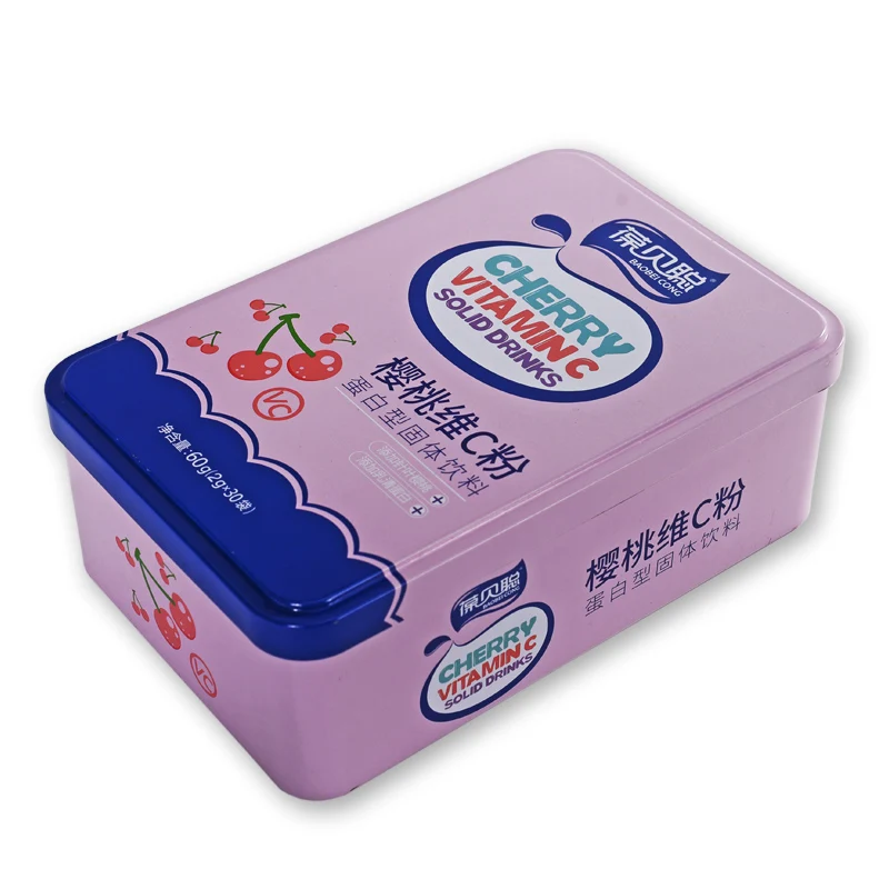 Custom Logo Hinged Rectangular Danish Butter Cookie Tin Boxes Cans Wholesale