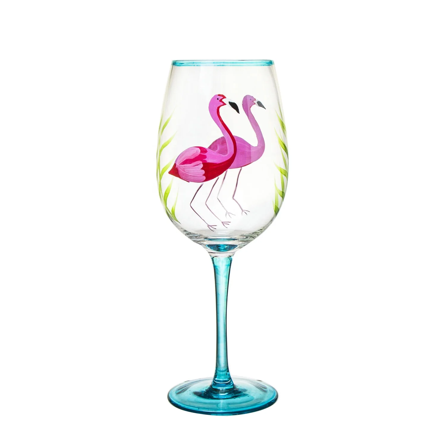 
Funny Novelty Hand Painted Colored Swan Stem Goblet Wine Glass 