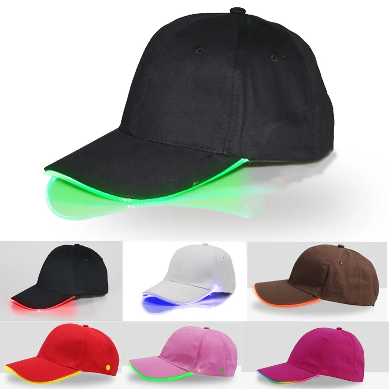 6 Colors LED Light Flash Baseball Cap Fashion LED Lighted Glow Club Party Sports Athletic Black Fabric Travel Hat Baseball Cap
