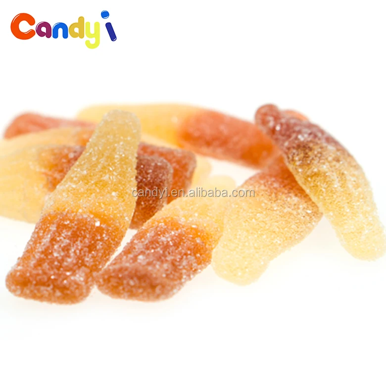 
Sour taste soft cola bottle gummy candy with sugar coated 