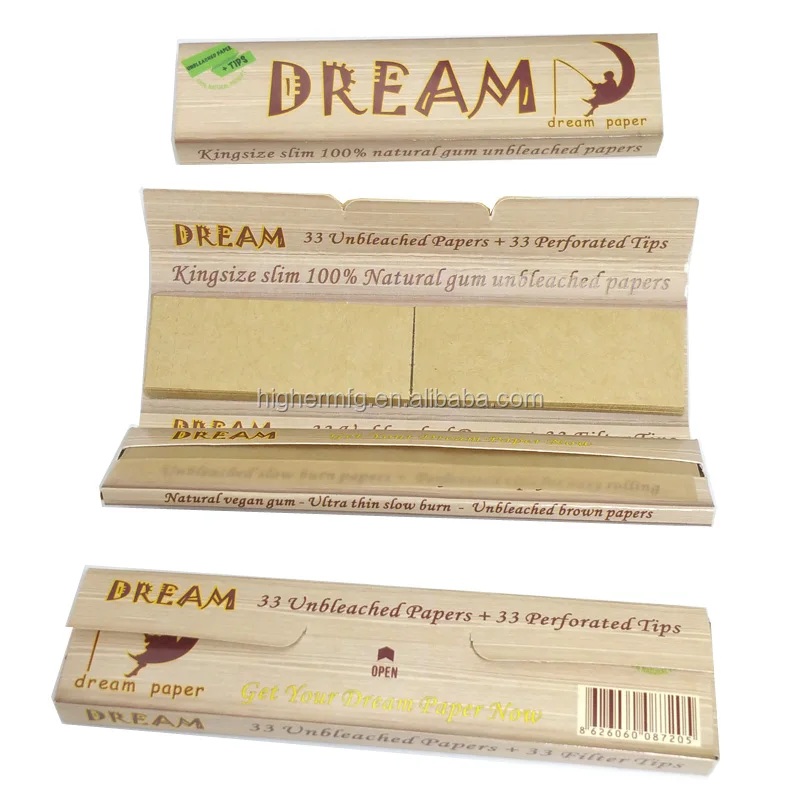 custom your logo smoking rolling paper with tip natural gum thin unbleached rolling paper