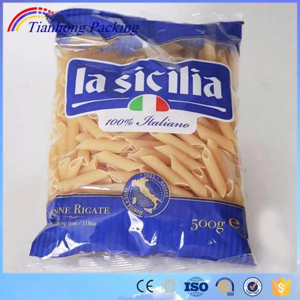 Custom printing clear plastic flour macaroni pasta spaghetti packaging bag