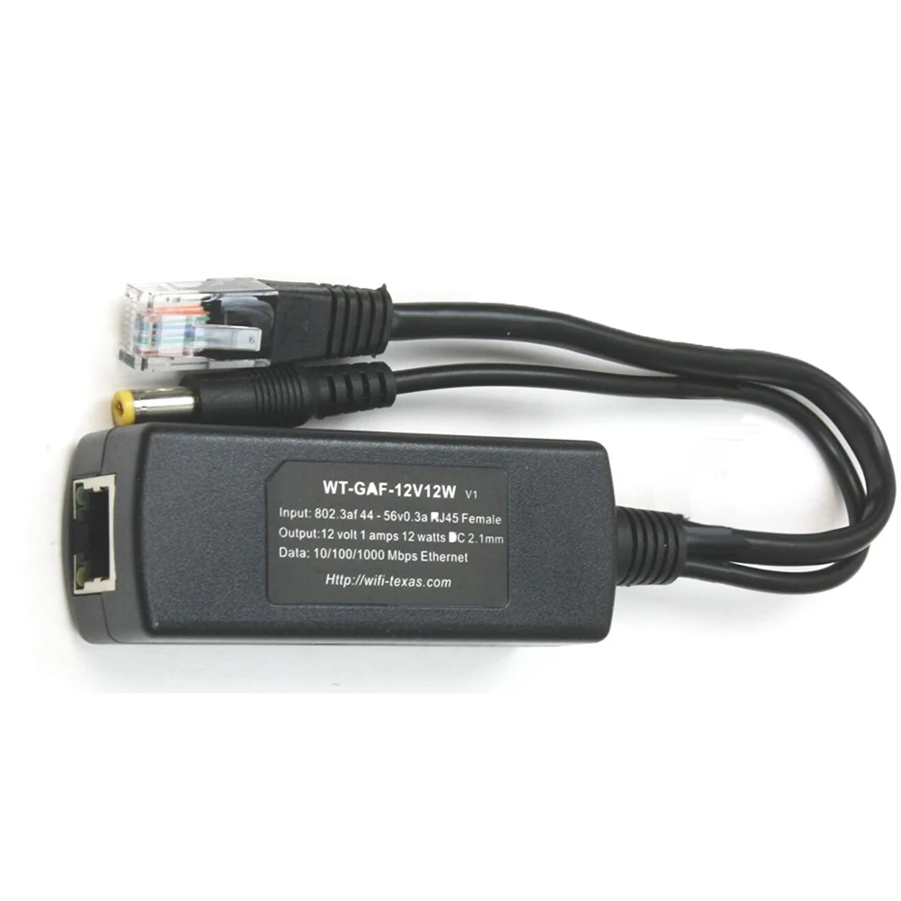 PoE Splitter 12V 1A  Active Gigabit 12W 802.3af/at standard For IP Camera 12V Non-PoE Function Camera