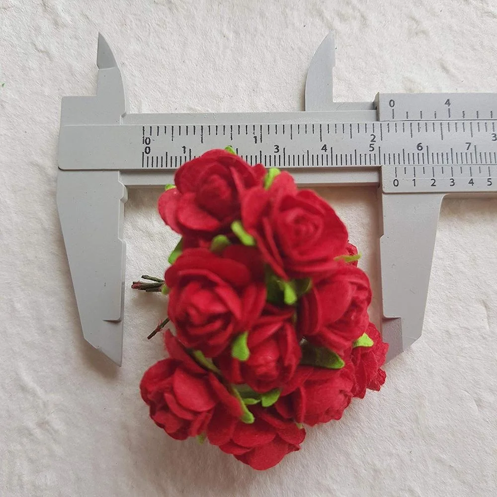 Top 100 pcs Handmade Mulberry Paper Rose Buds Flower Set Decoration 1.5 cm Craft Scrapbooking