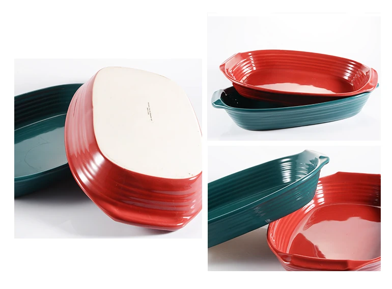 Wholesale Bakeware Set Rectangular Ceramic Baking Dish Home and Kitchen Oven Lasagna Baking Dishes Pans