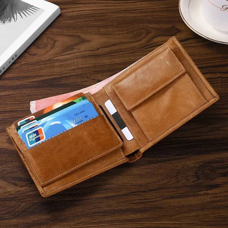 2021 Best coin slot wallet vintage genuine leather mens coin sorter wallet