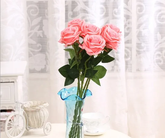 FC2004 Factory supplied single silk fabric artificial rose flowers for sale