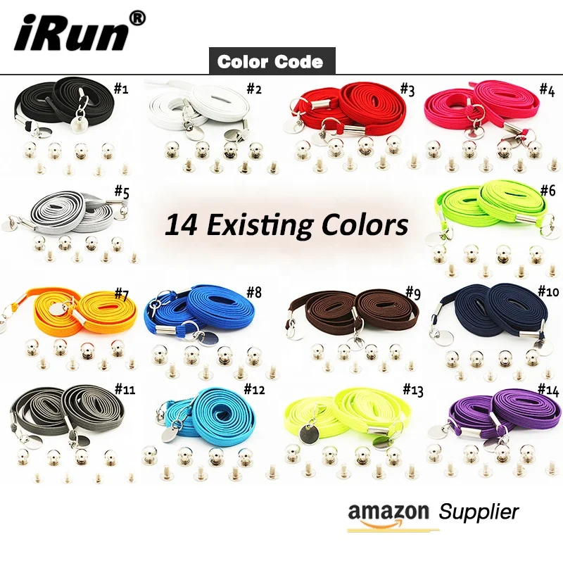 iRun Expand Flexies Navy Flat Elastic Shoe Lace No Tie Shoelaces Kids No More Lacing System Shoes Laces with Metal Ring Hooks