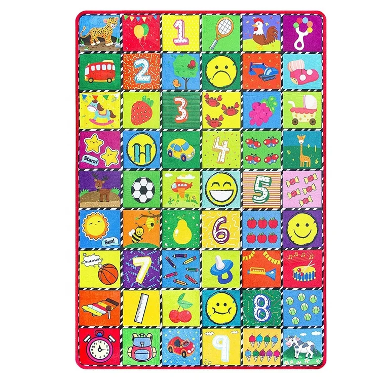 Eco-Friendly Educational Baby Area Rugs with Numbers Animals Kidsroom Sitting and Playing Floor mat