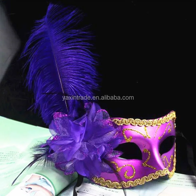 Factory Wholesale Halloween Carnival Venetian Party Custom Venice Feather Mask