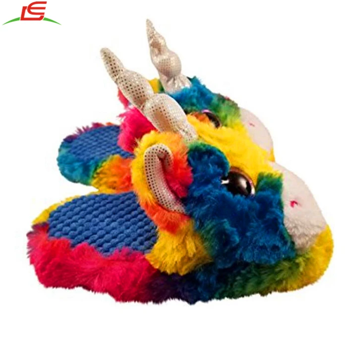 Rainbow Colors Girls Unicorn Slippers With Big Eyes