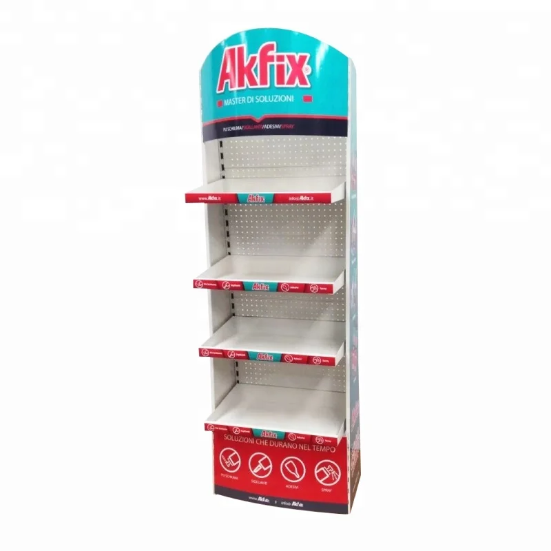 supermarket and retail store metal adjustable tools rack display adjustable storage rack with AD board