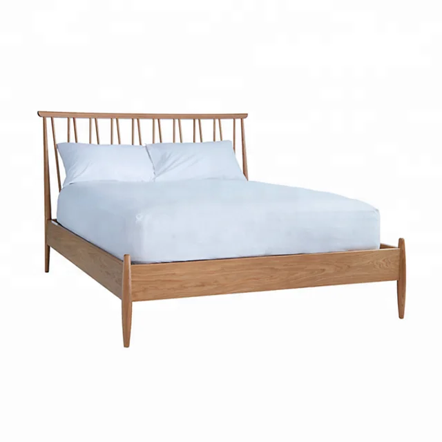 Hot Sale French Low Foot Board Solid Oak Upholstered Bed For Bed Room