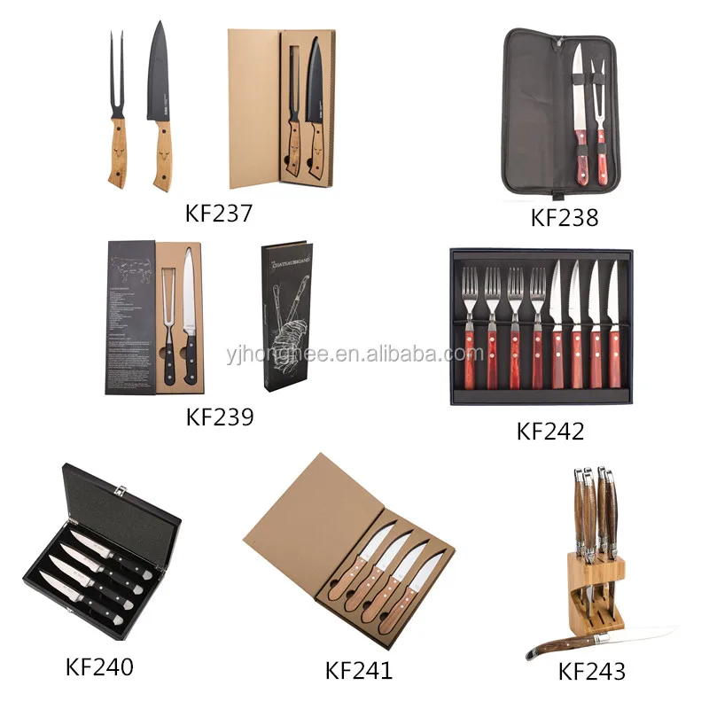 2 pieces Stainless steel wooden handle kitchen cooking knife chef knife & fork set in gift box