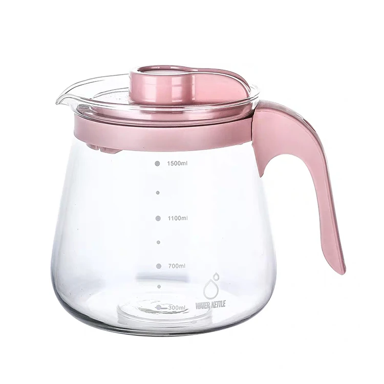 
Hot sale heat resistant 1700ml coffee juice jug water pitcher glass tea pot with plastic lid 