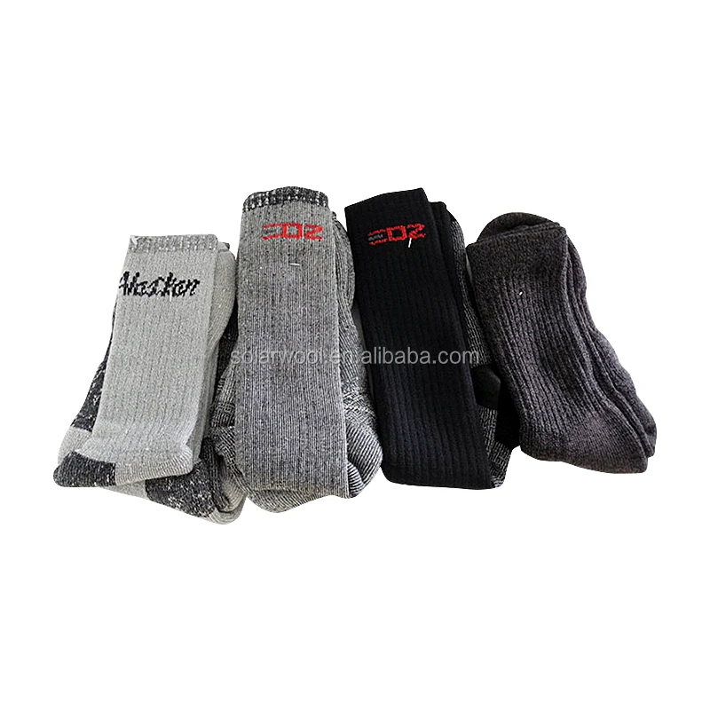 Solarwool Custom Winter Warm Wholesales Circular Knitting Machine 144N Long Hign Chunky Hiker Merino Wool Socks Casual Adults