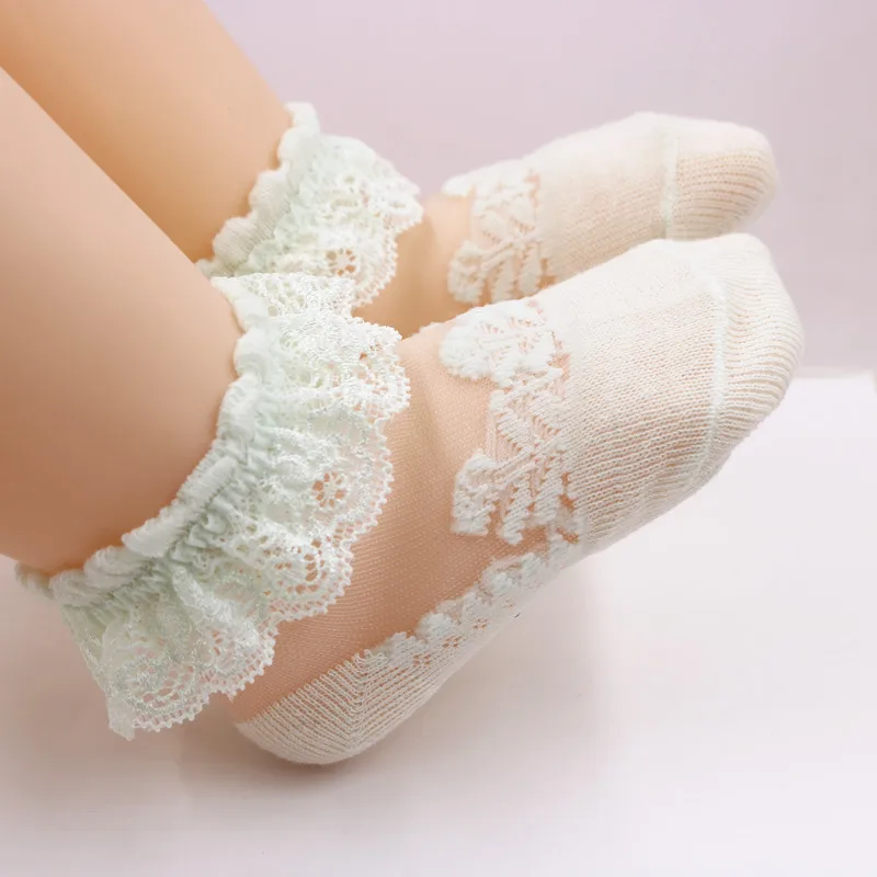 
Cute Lace Flower Lace Summer Newborn Baby girls Socks Cotton princess Anti Slip Kids Socks 