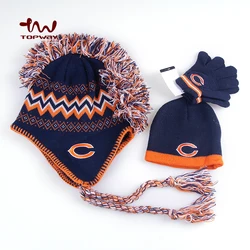 Cockscomb Jacquard Knitted Beanie Hat With Embroidered Logo