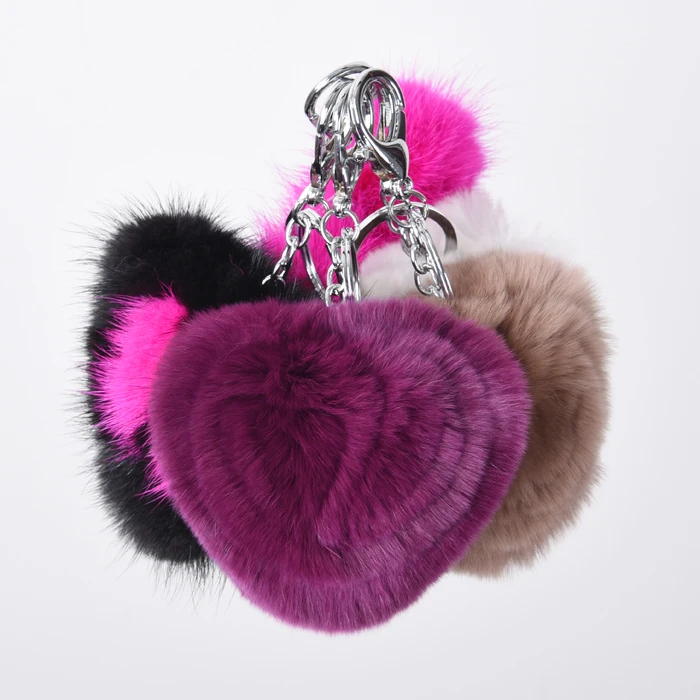 Fashion girls rabbit fur balls / heart fur keychain / rex rabbit fur keychain