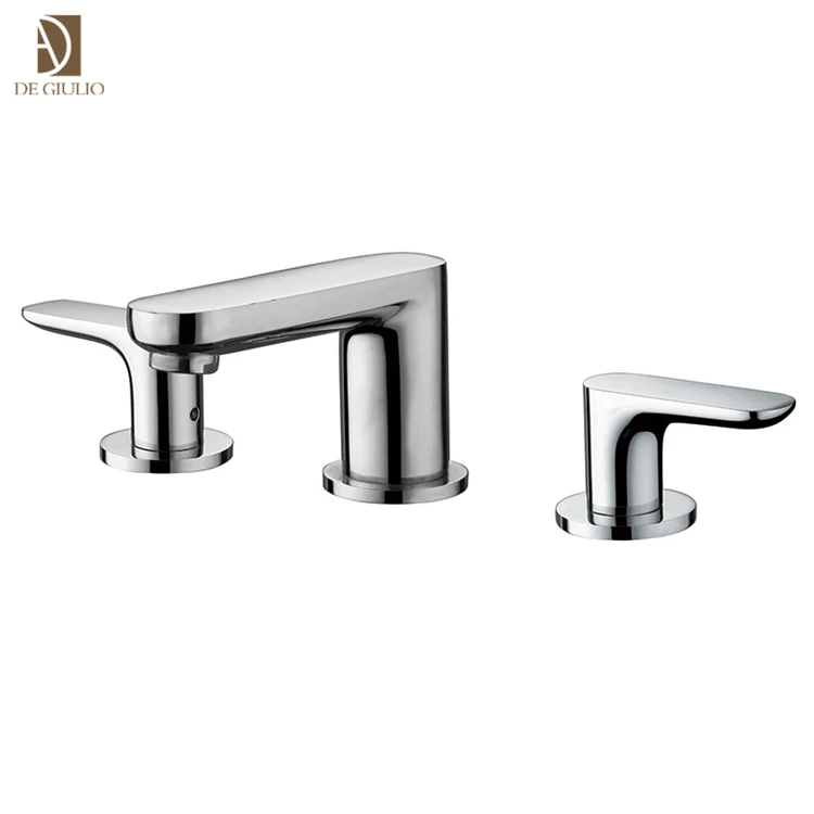 High-end sanitary ware bathroom brass three holes basin sink faucet with swan spout