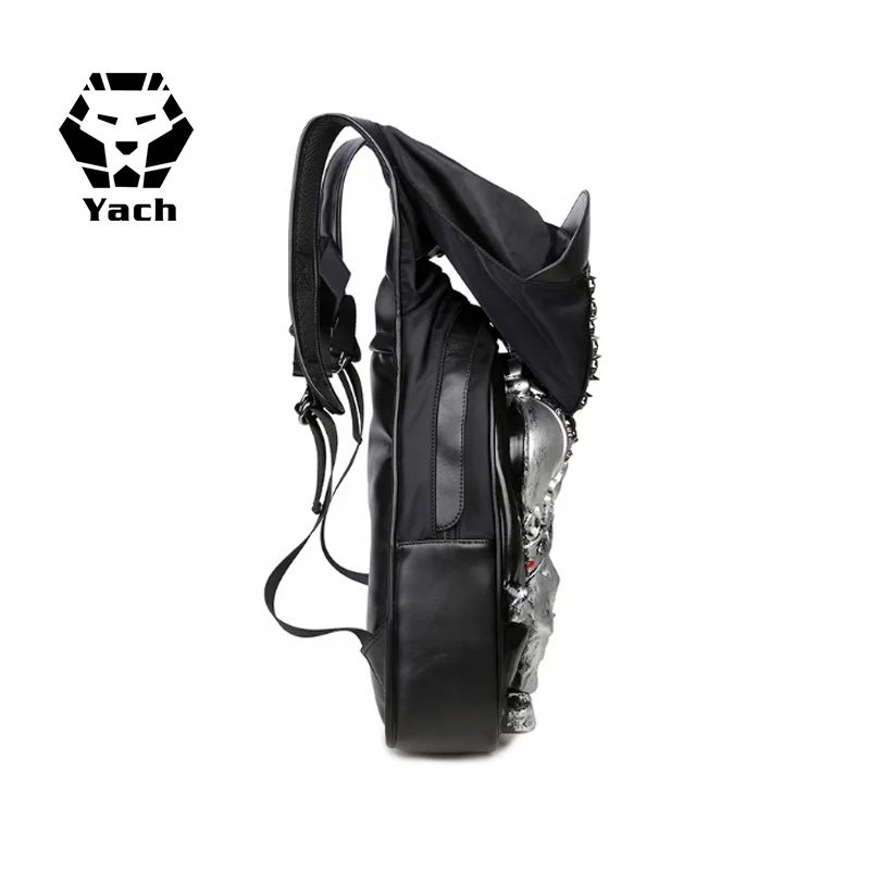 
Personality PU Fashion Animal Back pack Men Waterproof Silicone Schoolbag Stereo Tiger Head 3D silicone backpack with Hood cap 