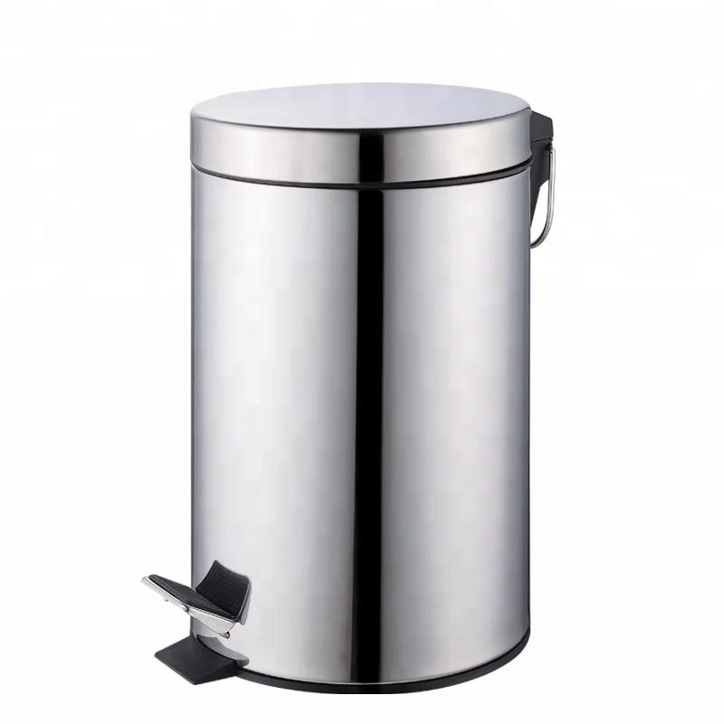OEM 550-8012L hot sale round foot pedal operated stainless steel waste bin for hotel room